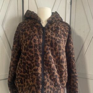 LOFT Black and Brown Fleece Jacket